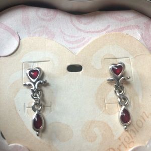 Brighton silver heart drop earrings